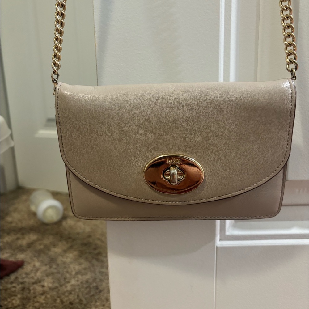 Elegant Beige Leather Crossbody Bag